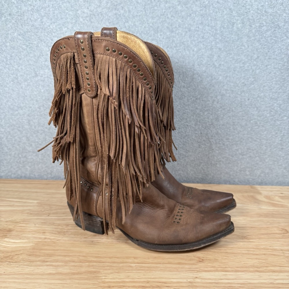 Cavender's Boots Womens 10 B Brown Fringe Leather Wester Cowboy Cowgirl